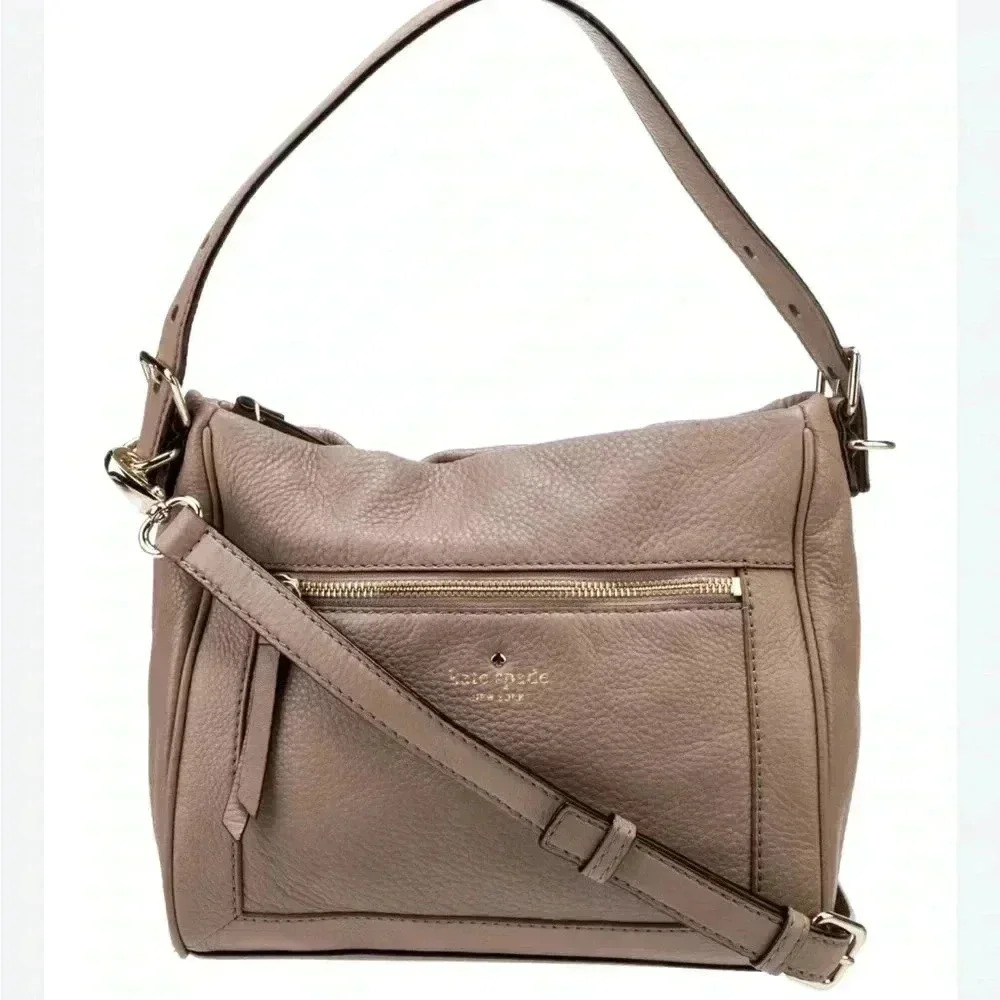 kate spade Taupe Pebbled Leather Crossbody Bag